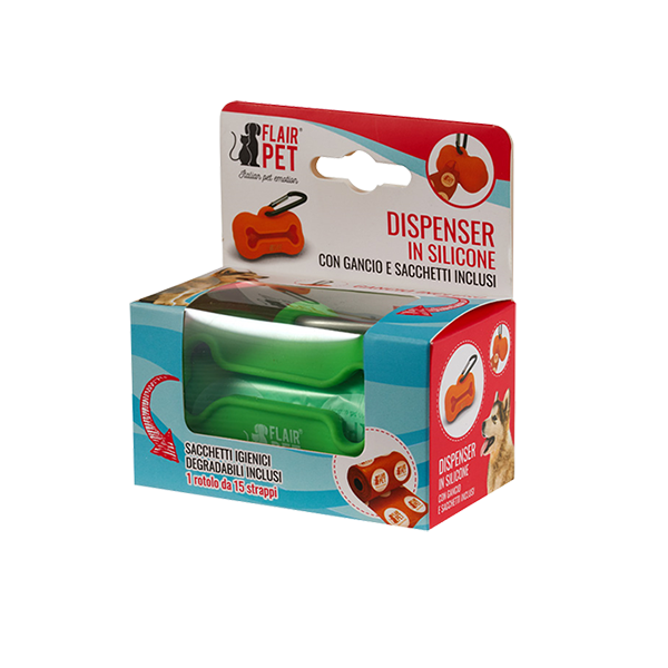 Flair pet dispenser silicone con sacchetti igienic